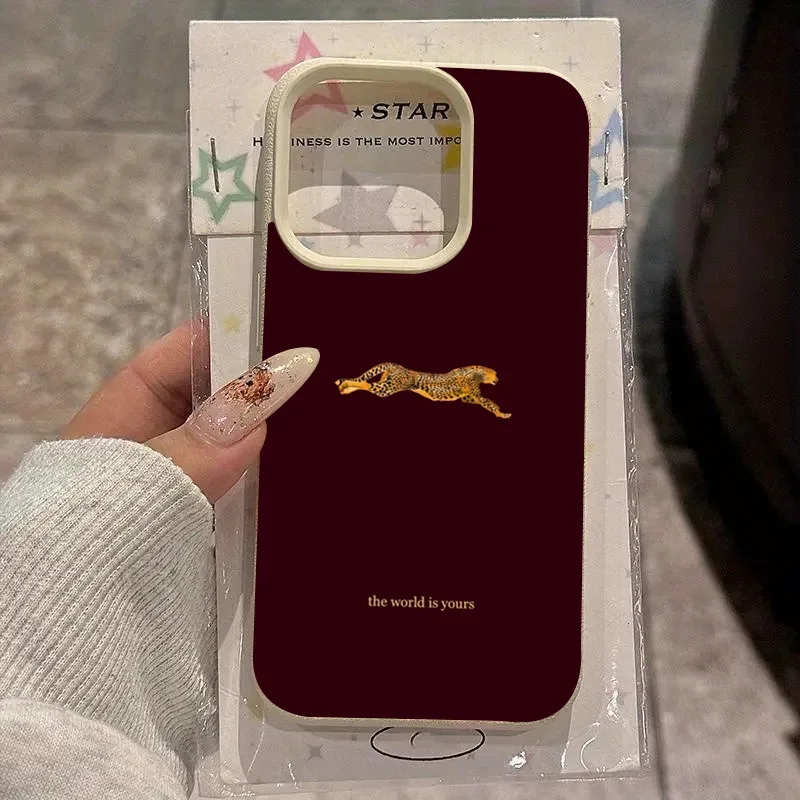 Phone Cases Brown - موضة ليوبارد النبيذ الأحمر لينة قضية