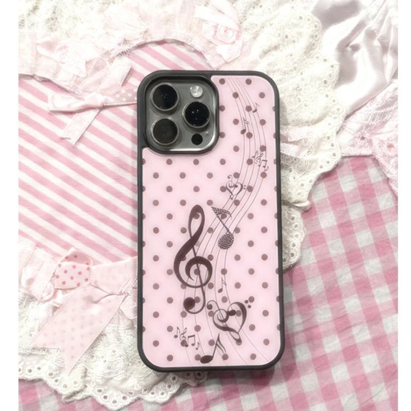 Phone Cases Brown - غطاء هاتف كوري بنمط النقاط الوردية