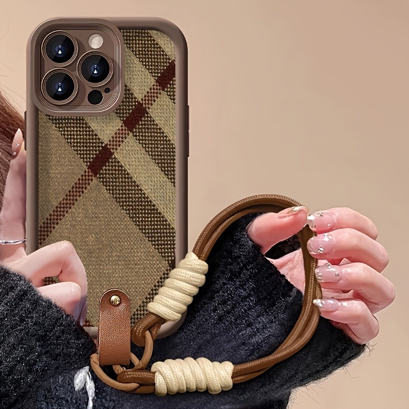 Phone Cases Brown - جراب هاتف بحزام حبل مخطط بني