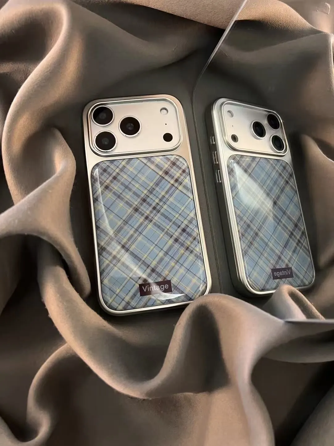 Phone Cases Brown - اليابانية والكورية Ins ريترو الأزرق البني