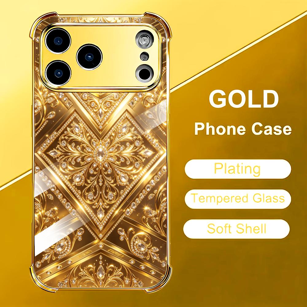 غطاء هاتف زجاجي أنيق ذهبي بتصم - مراجعة Phone Cases Rhode وسعره